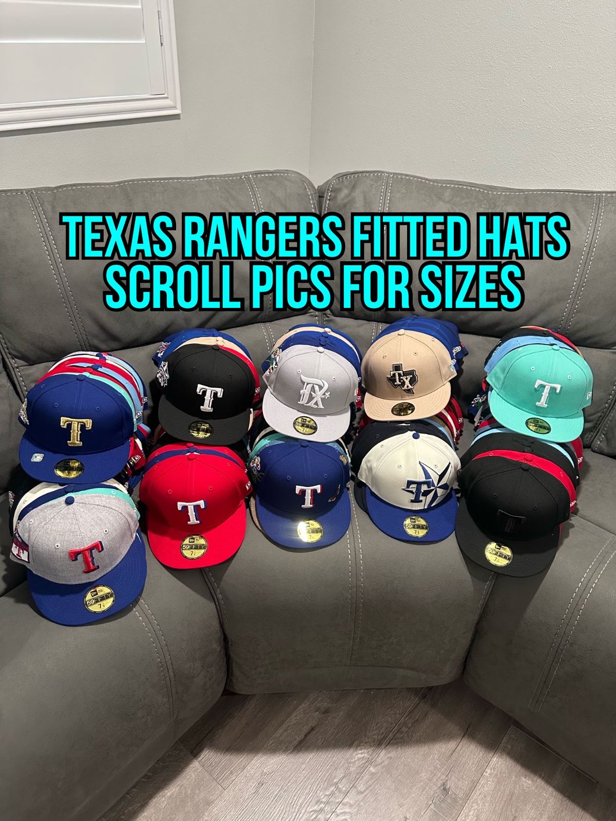 MLB New Era Texas Rangers 59fifty Fitted Hats Size 6 7/8, 7, 7 1/8, 7 1/4, 7 3/8 And 7 1/2