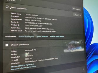 Desktop Computer  Win 11Pro “Screen Not Included”
