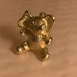 Small Gold-Tone Elephant Pin Brooch 3D