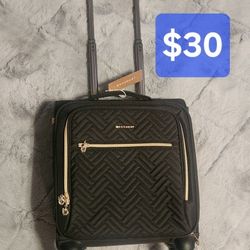 New Black With Gold Accent Carry On Luggage Bag