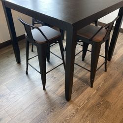 Black Dining Table And Chairs. Stools