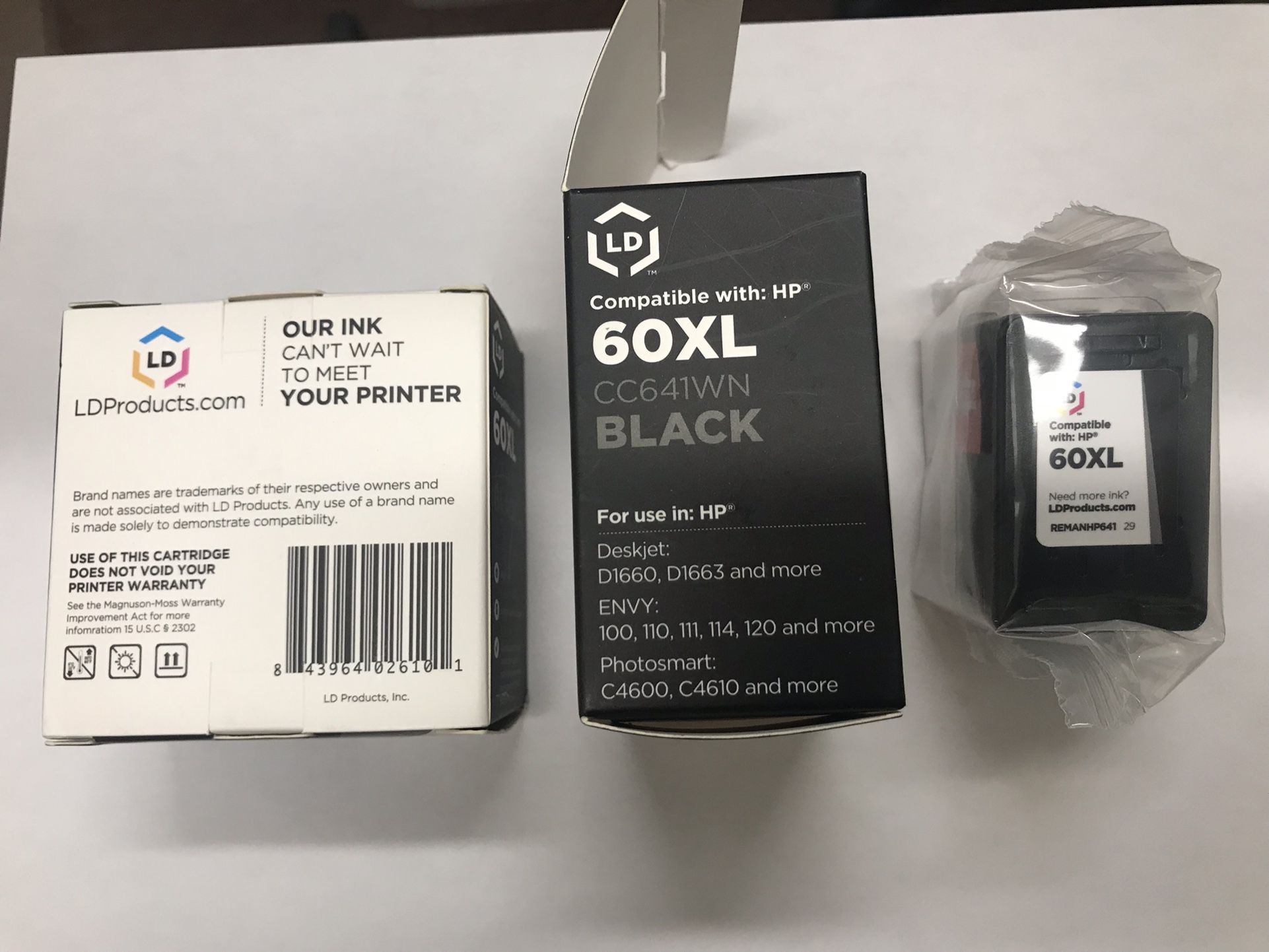 2 Brand New Black Ink Cartridges For HP