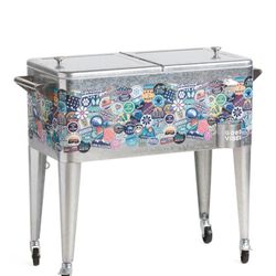 Galvanized Party Ice Chest On Wheels