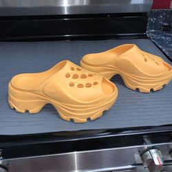 Women’s Orange Adidas Slides Mules Sandals Platform Size 8-9 Stella McCartney 