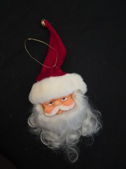 Old World Style Santa Face Ornament Pink Velvet Santa Hat Victorian 10 Inches 