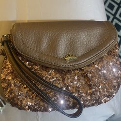 Juicy Couture Rose Gold Handbag Clutch Like New No Tags With Wrist Strap 