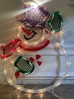 Lighted Snowman 17 in. 2007 Impact Window Indoor  Assembled 43 mini bulbs..(#20)