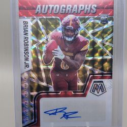 2022 Panini Mosaic- Brian Robinson Jr Red & Yellow Mosaic Prizm Rookie Autographs