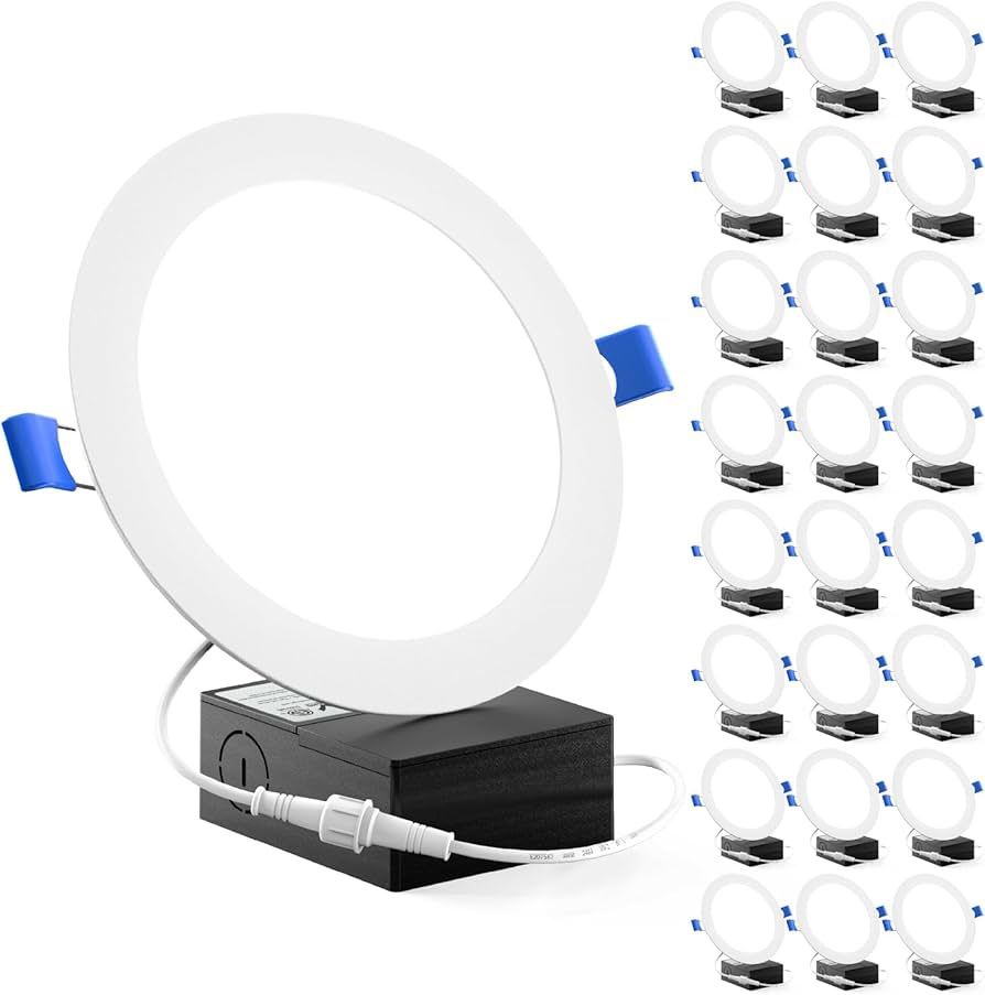 Sunco 24 Pack Recessed Lighting 6 Inch LED, Canless Ceiling Lights Slim with Junction Box, 850 LM, 14W (100W Equivalent), 2700K Soft White, Dimmable,