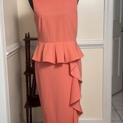 Here and Vow Light Pink Sleeveless Ruffled Bodycon Dress