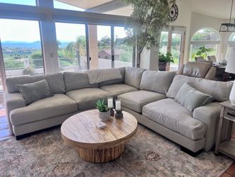 Large Gray Fabric Sectional Sofa Living Spaces like new!
