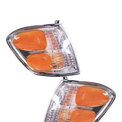 For 2001 2002 2003 2004 Toyota Sequoia Tundra Turn Signal Lights Front Left+Right Side 1 Pair Black Housing Yellow