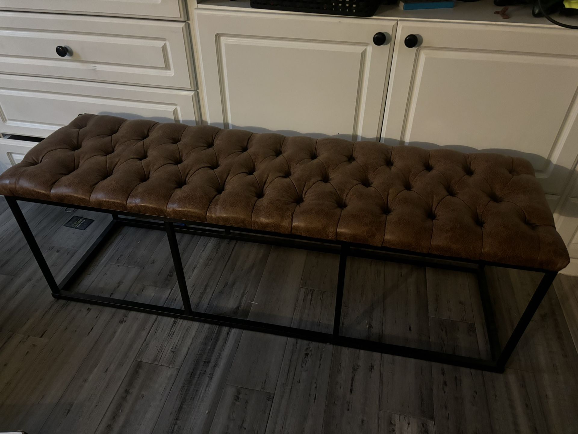 Faux Leather Tufted Bench