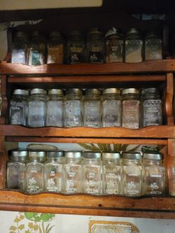 Vintage Crystal Food Products Spice Jar Set
