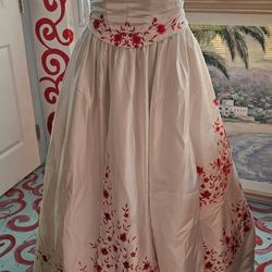 Vintage Dress Embroideried Wedding White Satin /Gowns/ball New No Brand Size S/M