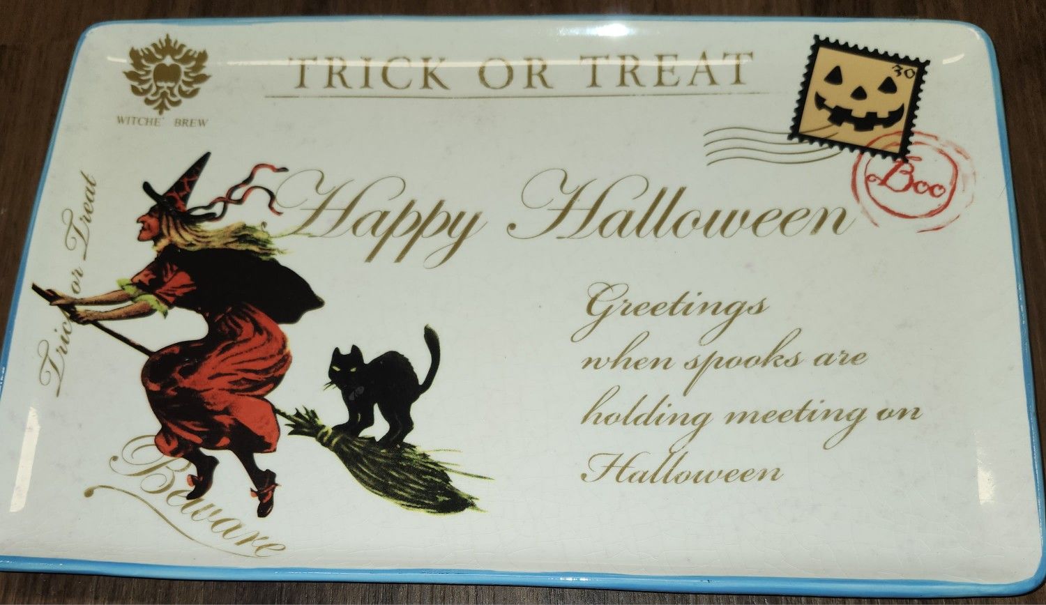 NWT Halloween 2011 Table Top Decorative Dish, 8"x13", in Perfect Condition