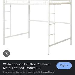 Walker Edison Full-size Premium Metal Loft Bed White