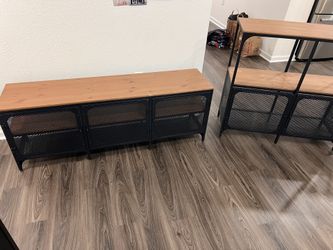 IKEA TV Stand and Shelf Wood and Metal Fjallbo