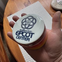 1980 3” / 2 1/4” Round Trinket Box Porcelain WDW Walt Disney World Epcot Center Stripes Colorful 