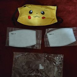 NWT ADULT FACE MASK POKEMON PIKACHU UNISEX SIZE ONE SIZE FITS ALL 