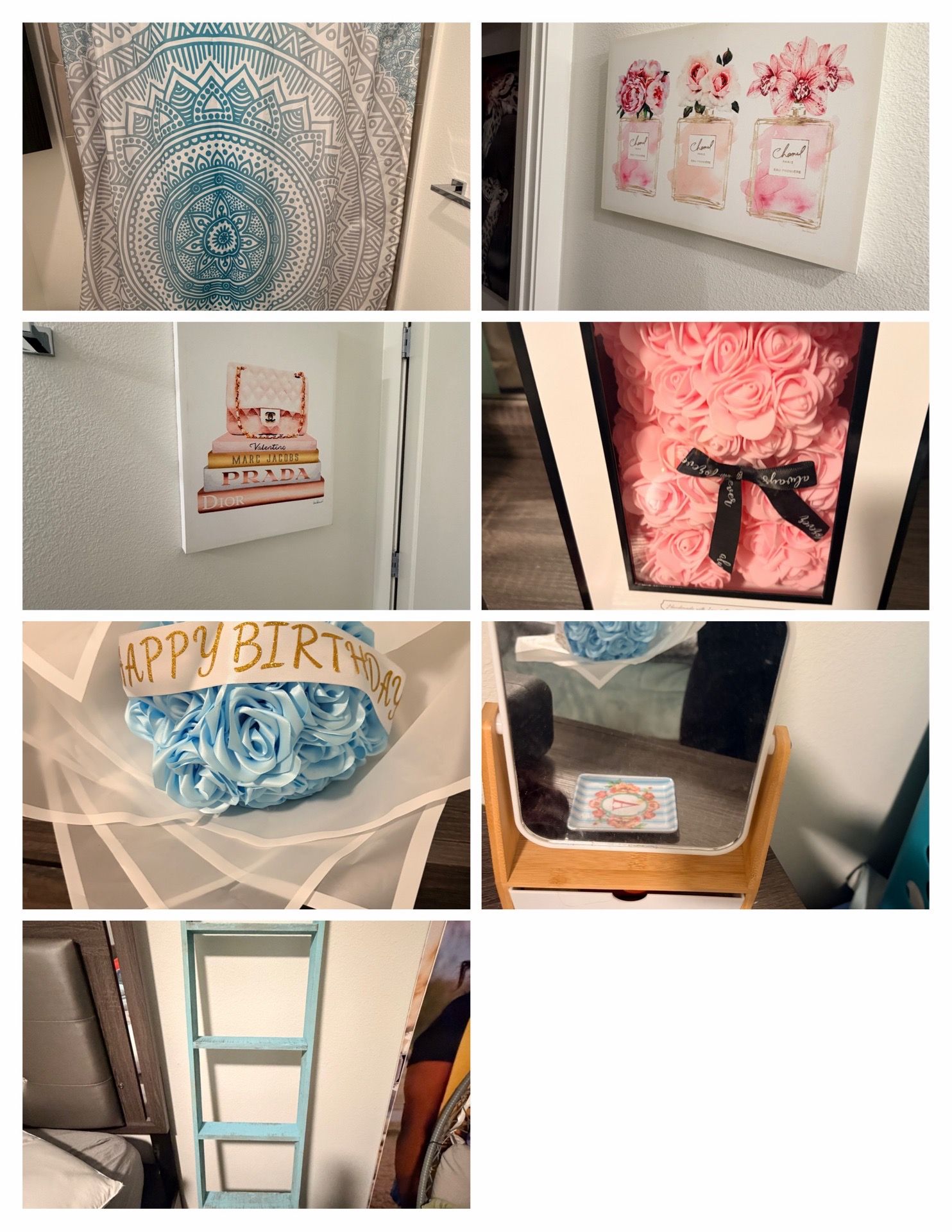 Teal Ladder, Mirror, and other decor