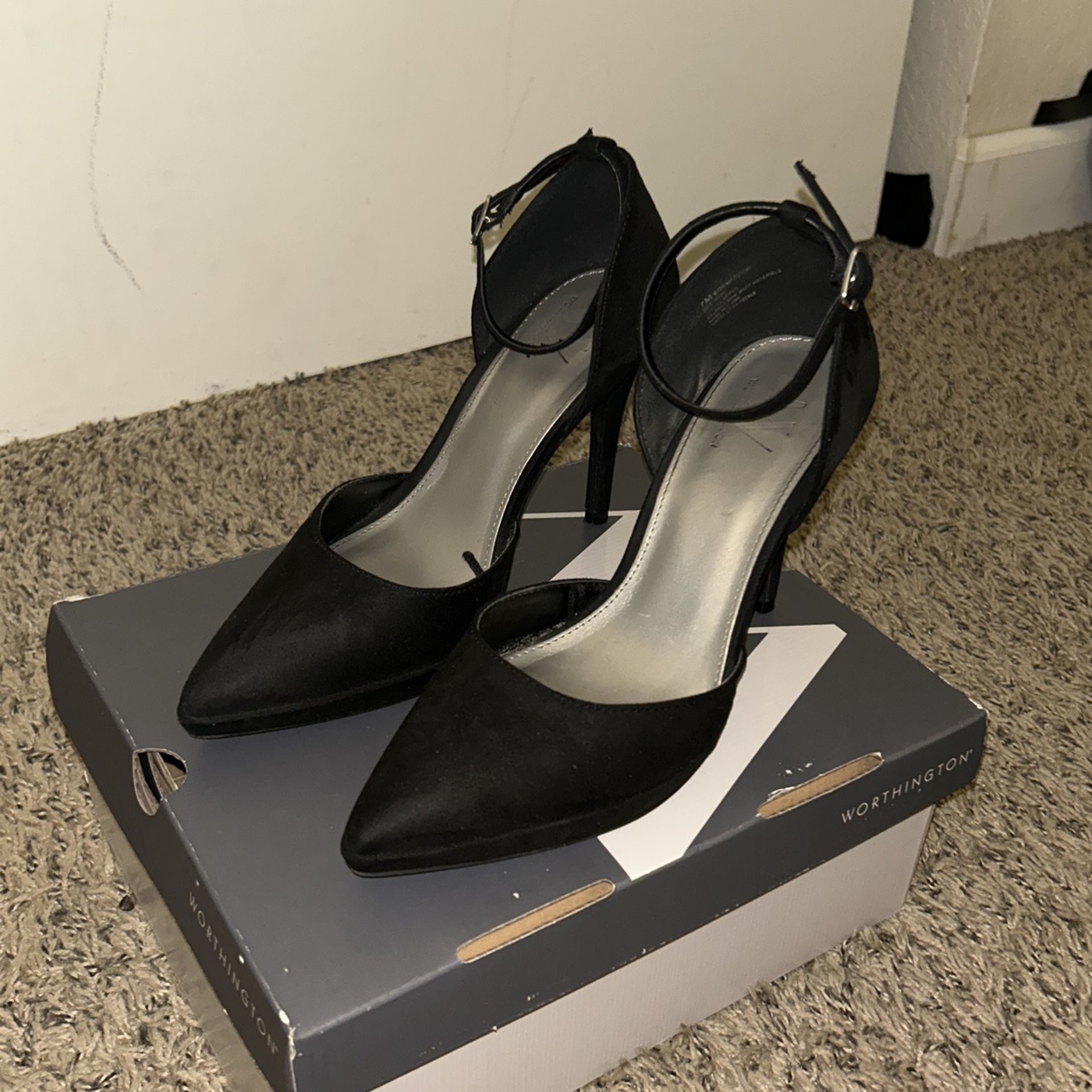 Black Stiletto Suede Heels