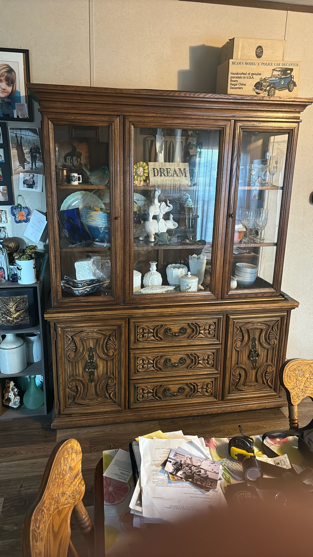 china cabinet with light