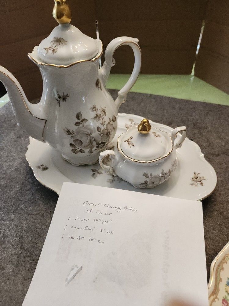 3 Pc Mittert Charming Barbara Tea Set
