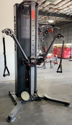 Single Cable Tower-Dual Adjustable Functional Trainer - Sleek Grey, New