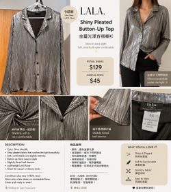 ✨ Shiny Metallic Pleated Blouse ✨