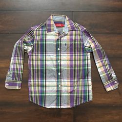 Little Boys Clothes IZOD Long Sleeve Plaid Button Down Oxford Shirt Size M 5T/6T 5/6 Perfect For Easter and Special Occasions