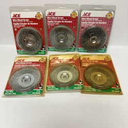 Lot of 6 Ace Wire Wheel Brush 4in Fine Wire