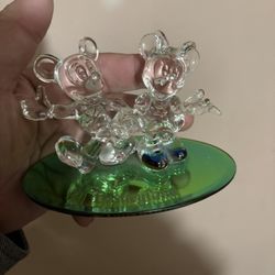 Arribas Brothers Disney Mickey & Minnie Glass Figurine Disneyland Collectible