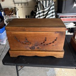 Small vintage wooden toy storage chest purchased from Ace Hardware in the 80s excellent condition Measurements are in the pictures 