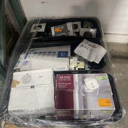 Three Bins Of Mixed Accessories And Home Improvment 