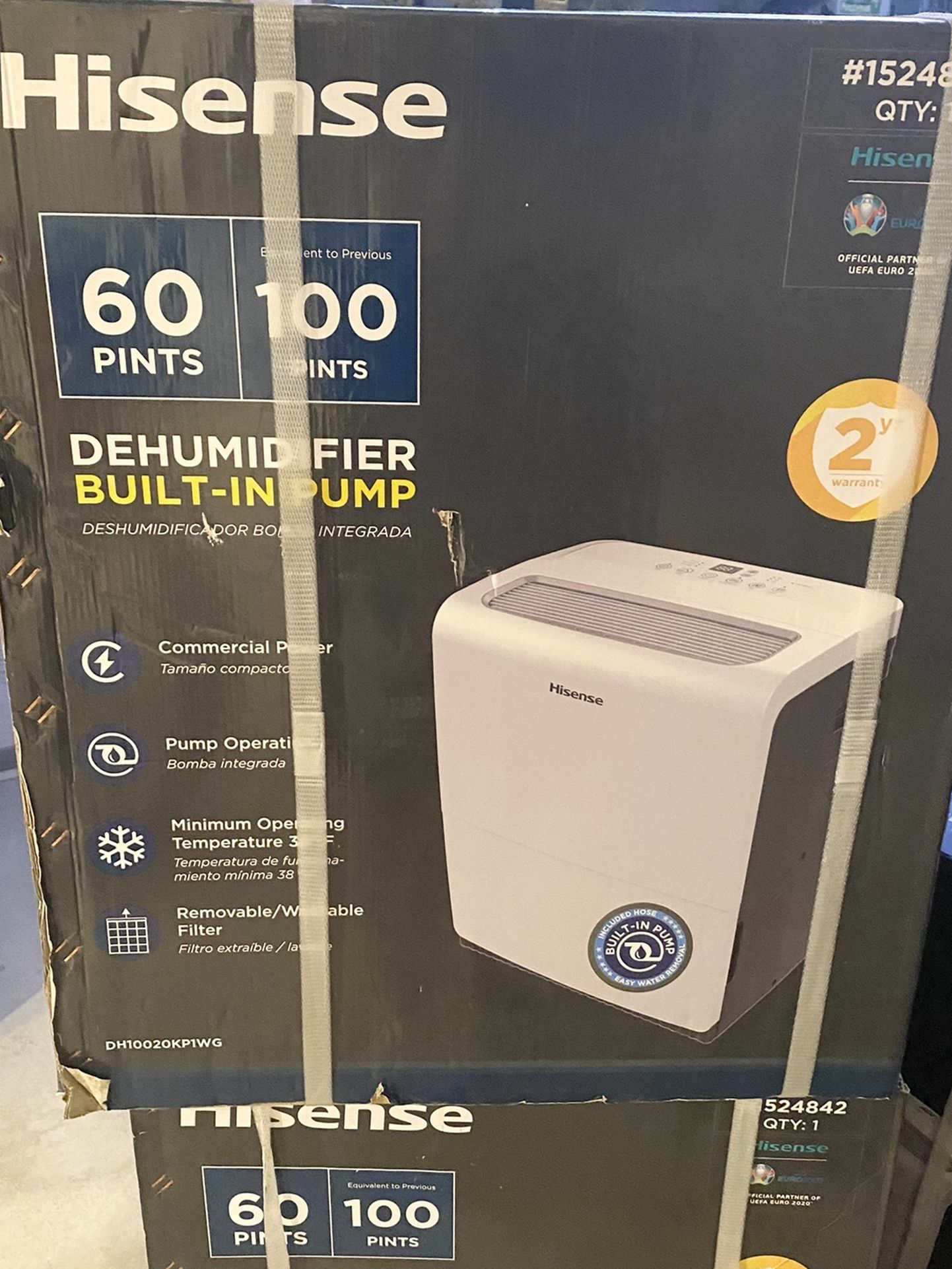 Brand New Hisense 60-Pint 3-Speed Dehumidifier with Built-In Pump