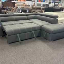 Limited Time Only🤑Beautiful Grey Pull Out Sofa Sleeper Sectional On Sale Now $1299