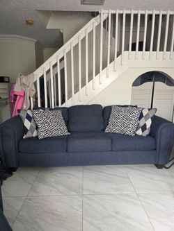 Navy blue sofa + loveseat