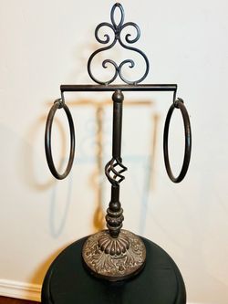 Vintage cast iron vanity towel holder