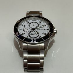 Citizen Eco drive watch reloj silver black bezel white face