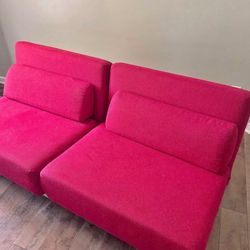 Red Swivel Convertible Sofa 