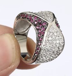 Ruby & Topaz in solid sterling silver ring