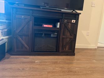 TV stand with electric fireplace/heater farm style