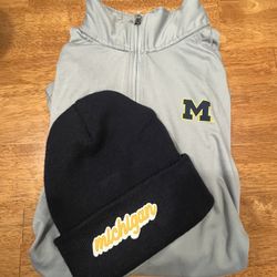 Michigan 1/4 Zip Pullover and Beanie
