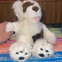 Build a Bear Plush Mom puppy dog brown white patch spot eye Mouth magnet