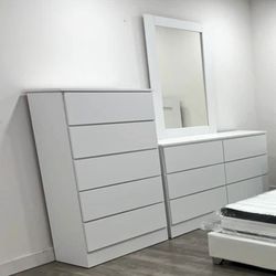 Dresser Whit Mirror And Chest - Cómoda Con Espejo Y Gavetero 