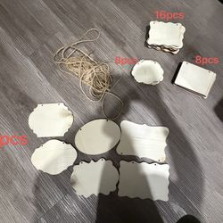 38 Pieces Unfinished Hanging Wood Sign Blank with Ropes, Rectangle Blank Wood Sign Wooden Plaques for Crafts