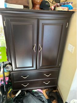 Dark brown armoire hutch tv stand