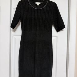 Club Monaco Black Ribbed Knit Sheath Dress - Size Small