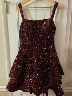 Burgundy Sequin HOCO Dress